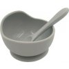 BABY 01138 Silikónová miska s prísavkou a lyžičkou Sivá