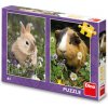 Puzzle Zajačik a morča 2x48 Dino