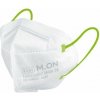 NANO M.ON – NANO LIGHT MASK JUNIORSKÁ EDÍCIA, nano rúško v tvare respirátora (10 ks) biela + svietivo zelená