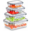 VILDE Sada 4 sklenených tesniacich dóz, krabičky na jedlo SKLO - LOCK&LOCK