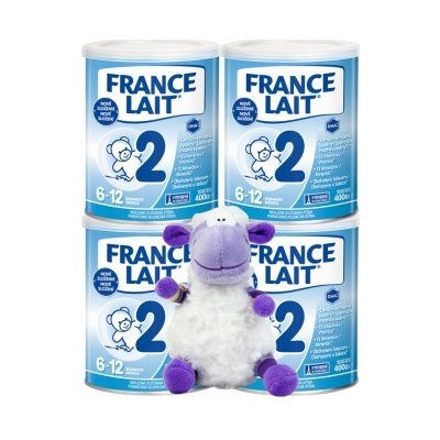 France Lait 2 následná mliečna dojčenská výživa od 6-12 mesiacov 4x400g + plyšové zvieratko