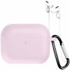 AppleKing silikónové puzdro s karabínkou a šnúrkou proti strate pre AirPods Pro 3 - ružové - možnosť vrátiť tovar ZADARMO do 30tich dní