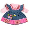 Bigjigs Toys džínsové šaty s ružovým lemom pre bábiku 34 cm