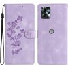 Peňaženkové kožené puzdro Butterfly Flower na Motorola Moto G13 / G23 / G53 5G - Fialová