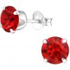 Strieborné náušnice napichovacie Krúžky červené