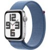Apple Watch SE (2023) GPS 44mm Strieborné hliníkové telo - Modrý prevliekací remienok / 140-245 mm
