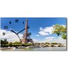 Vodorovné Sklenené hodiny na stenu Eiffelova veža Paríž 60x30 cm