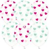 MojeParty BALÓNIKY MIX - transparentný → srdce magenta, mint 30cm 6ks