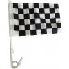 Šachovnicová vlajka s držákem na auto - 20 x 30 cm