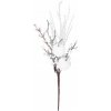 Vetvička MagicHome Vianoce, s bobuľkami a jabĺčkami, biela, 32 cm