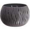 PlasticFuture Okrúhly kvetináč s vkladom- Sandy tmavosivý, 23,8 cm