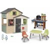 Set domček Priateľov s posedením Friends Evo Playhouse Life Smoby rozšíriteľný pri záhradnom grile s tečúcou vodou
