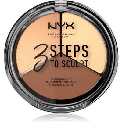 NYX Professional Makeup 3 Steps To Sculpt kontúrovacia paletka na tvár odtieň 02 Light 15 g