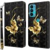 Peňaženkové kožené puzdro 3D Painted na Motorola Moto E20 / E30 / E40 - Golden Swallow Butterfly