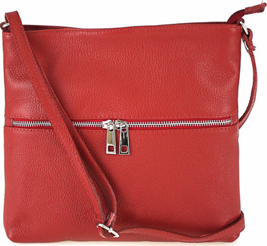 Made In Italy kožená kabelka na rameno 147 červená