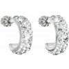 Strieborné náušnice kruhy s kryštálmi Swarovski biele polkruh 31118.1 Krystal