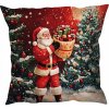 Warmu Vianočná obliečka Santa Claus – červený motív s vianočným stromčekom a darčekmi 40x40 cm