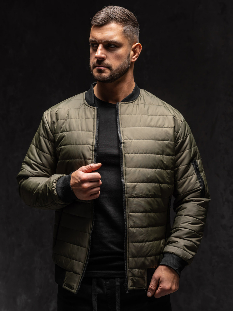 Bolf Khaki pánska prešívaná prechodná bomber bunda MY-02A1