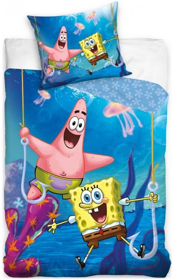 Carbotex bavlna obliečky SpongeBob motív Na háčiku 100% bavlna Renforcé 70x90 140x200