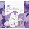 Dove Time To Relax Well-Being Collection sprchový gél Anti-stress 250 ml + tuhé mydlo Relaxing Bar Soap 90 g + antiperspirant Advanced Care Helps Restore 150 ml + arómalampa