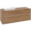 VILLEROY & BOCH Collaro závesná skrinka pod umývadlo na dosku (umývadlo vľavo), 4 zásuvky, s LED osvetlením, 1400 x 500 x 548 mm, Oak Kansas, C117B0RH