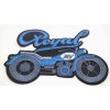 Nažehľovacia záplata - motorka Royal - modrá - rozmer 10 cm x 7 cm