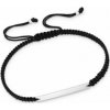Strieborný šnúrkový ID náramok Black 706-40490