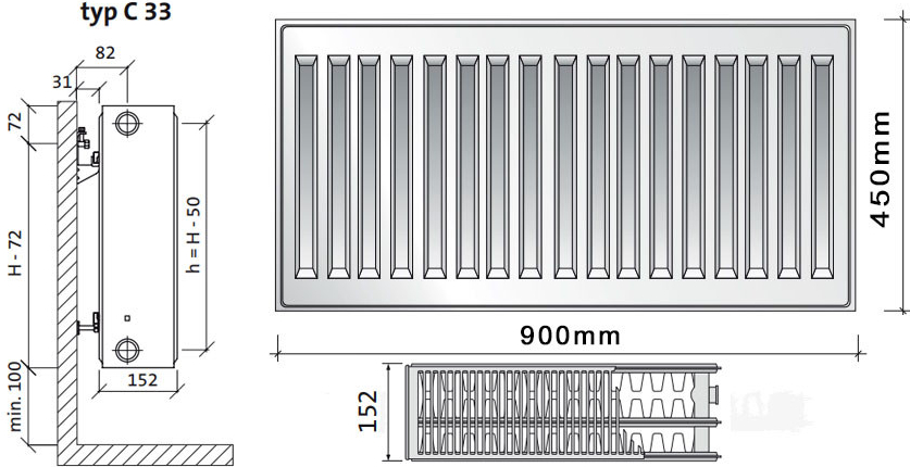 Purmo C33 450 x 900