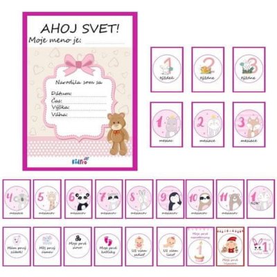 KidPro Míľnikové kartičky Medvedík pre dievčatko, 25 ks