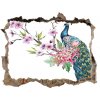 Díra 3D fototapeta na stěnu Peacock a kvety 95x64 cm