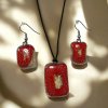 Petra Jureňová Vlhová Prívesok + naušnice sklené červené