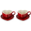 Sada 2 x kávová šálka + podšálka Heart červená - Le Creuset