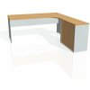Hobis Pracovný stôl Gate, ergo, ľavý, 180x75,5x200 cm, buk/sivá
