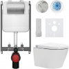 CERANO - Závesné WC s bidetom Cronus Premium - biela lesklá - tlačidlo Prime/Modulo, strieborné - na zamurovanie - 59,3x38,4 cm