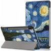 Stojanové puzdro, kožený efekt (aktívny FLIP, bočné otváranie, TRIFOLD držiak na stôl, vzor maľby) BLUE [Samsung Galaxy Tab S8 LTE (SM-X706)]