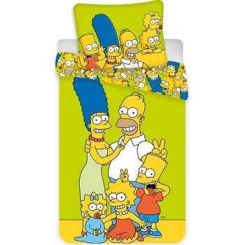 Jerry Fabrics Obliečky Simpsons Family green Bavlna 140x200 70x90