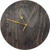 Nástenné hodiny - priemer 24cm, čierne moridlo, zlaté ručičky