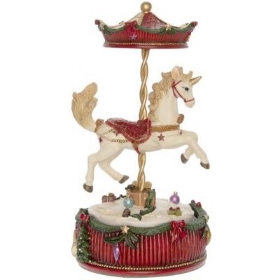 vianočný kolotoč s koníkom s hudbou polyresin červený 11x11.5x20.5cm od  37,99 € - Heureka.sk