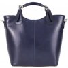 Diva Veľká kožená dámska shopper kabelka modrá