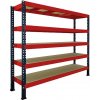 Trestles Nekonečný priemyselný regál 1800x2400x800, 5 políc Farba: čierno-červená