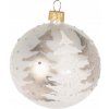 VIANOČNÁ GUĽA NA STROMČEK sklenená na vianočný stromček zdobená GLITROVÁ Ø 10 cm biela
