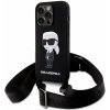 Karl Lagerfeld Liquid Silicone Crossbody Ikonik iPhone 15 Pro Max čierne