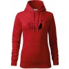 Mačka a gitara WC - Mikina dámská Cape s kapucí - XL ( Červená )