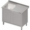 Stůl s jednokomorovým dřezem z levé strany, křídlové dveře 1500x700x850 mm | STALGAST, 980737150 inox