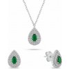 Brilio Silver Set šperkov so zelenými zirkónmi Tear Drop SET284WG (náhrdelník, náušnice)
