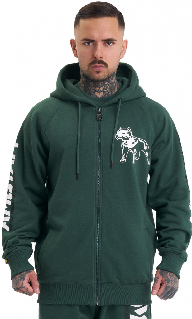 Amstaff mikina na zips Logo 2.0 green