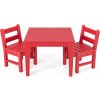 COSTWAY 3-dielna detská súprava stola a stoličky, vonkajšia súprava stola na hranie pre batoľatá, s 2 stoličkami s opierkami na maľovanie, čítanie, detský nábytok do záhrady, na dvor, do škôlky Červen