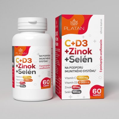 PLATAN C + D3 + Zinok + Selén, 60 tabliets postupným uvoľňovaním od 9,98 €  - Heureka.sk