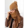 Fashionweek Dámska Súprava teplý pohodlný dámsky set dámska čiapka a šál cashmere touch S2204 Farba: Camel, Veľkosť: Universal