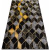 Dywany Łuszczów Gloss 400B 86 3D geometric Black / gold Čierna